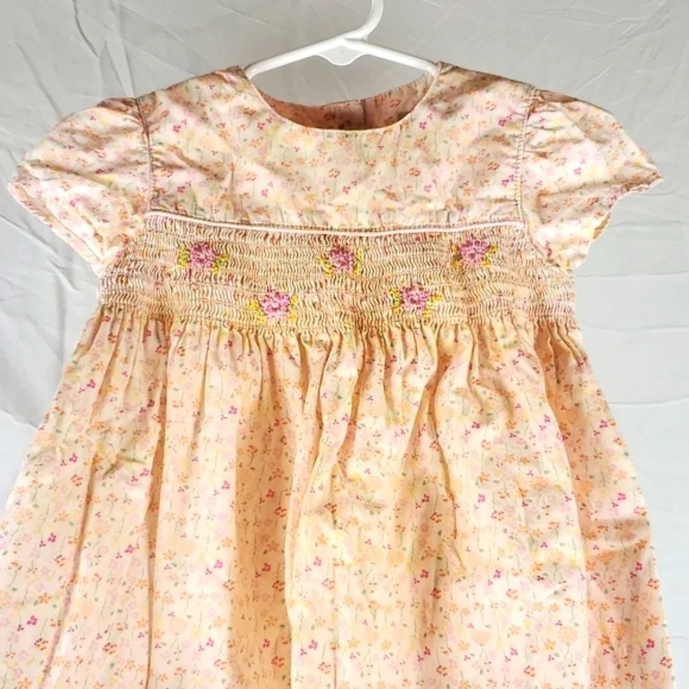 Vintage George‎ Pink Smocked Floral Cottagecore Dress